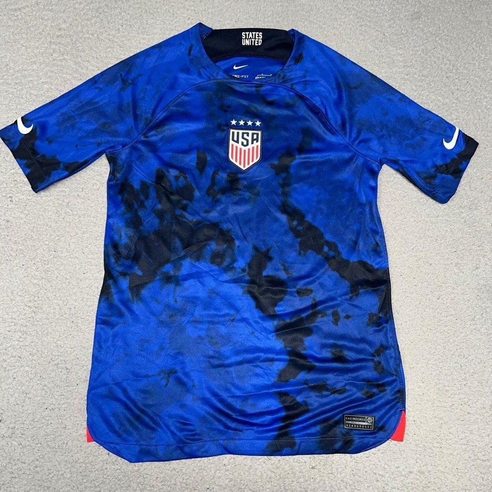Nike US Soccer 2022/23 Away Jersey Men's Sz L Blue Tie Dye 4 Star DN0846-452